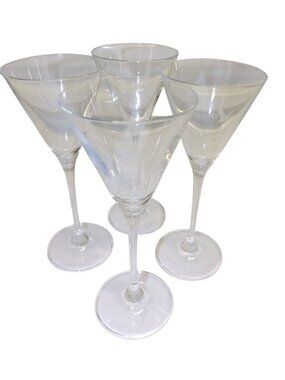 Grey Goose Vodka Etched Crystal Martini Cocktail Glasses 7 1/2" 4 oz. Set of 4